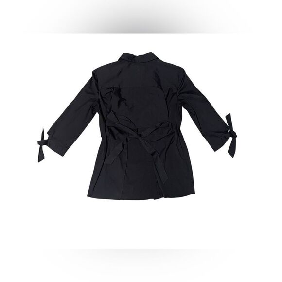 Women’s MILLY black 3/4 sleeve button down open lace up back size small - Picture 2 of 7
